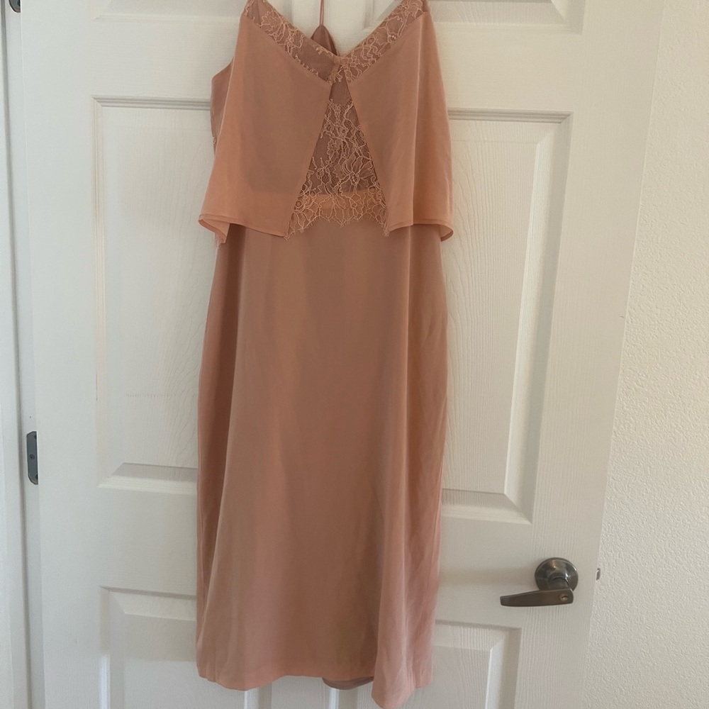 MADEWELL Silk Lowlight Lace-Inset Midi Dress